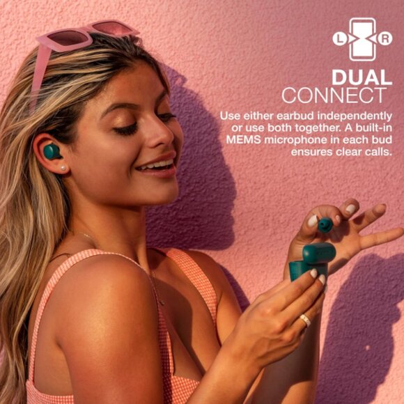 JLab Go Air Pop – Teal Bluetooth Earbuds, Dual Connect - Picture 5 of 9